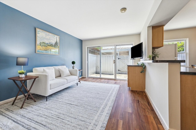 2065 Winrock Blvd Unit 55, Houston, TX 77057 - living area with dark wood-type flooring, plenty of natural light, and baseboards