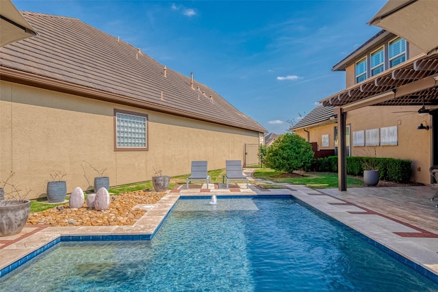 5123 Wheaton Park Dr, Sugar Land, TX 77479 - view of pool with a ceiling fan and a patio area