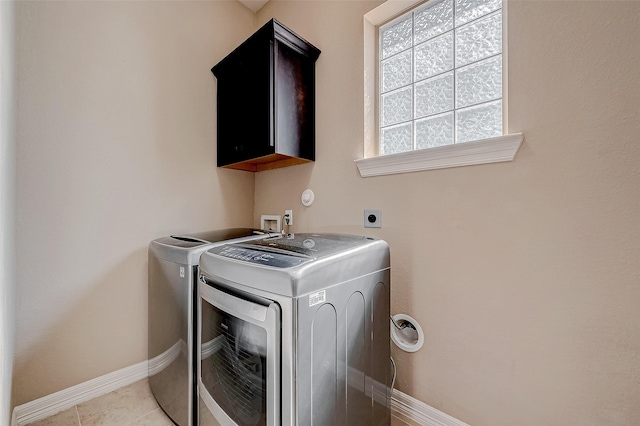 5123 Wheaton Park Dr, Sugar Land, TX 77479 - laundry room with cabinet space, baseboards, and separate washer and dryer