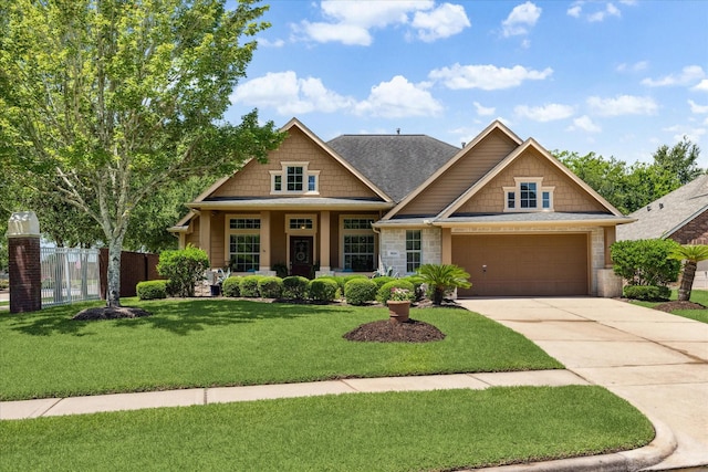 9014 Lavender Field Ct, Sugar Land, TX 77479 - craftsman inspired home featuring concrete driveway, stone siding, and a garage