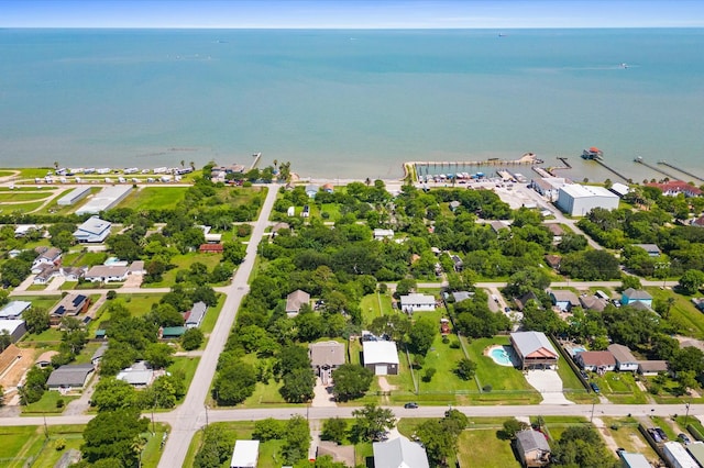 211 4th St, Dickinson, TX 77539 - aerial overview of property's location featuring a large body of water and nearby suburban area