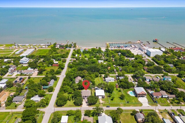 211 4th St, Dickinson, TX 77539 - aerial view of property's location with a nearby body of water and nearby suburban area