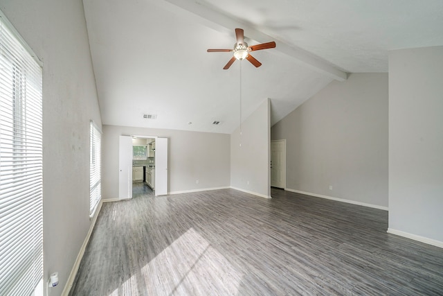 7218 Winding Trace Dr, Houston, TX 77086 - unfurnished living room featuring wood finished floors, ceiling fan, and baseboards