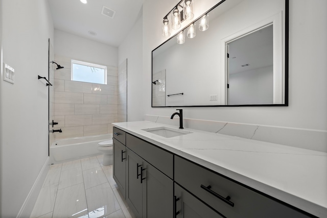 1435 Laird St, Houston, TX 77008 - full bathroom featuring vanity, toilet, shower / bath combination, and baseboards