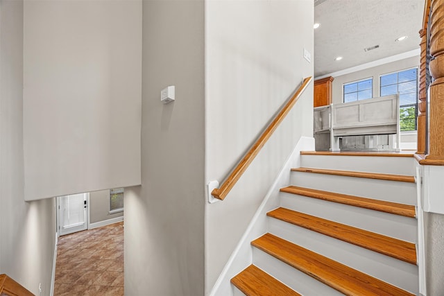 1380 Studer St, Houston, TX 77007 - stairway with recessed lighting and baseboards