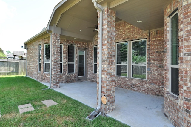 15818 Tremout Hollow Ln, Houston, TX 77044 - view of patio / terrace featuring ceiling fan