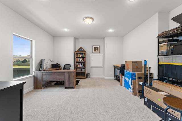 2006 Green Haven Ct, Missouri City, TX 77459 - office area featuring carpet floors, baseboards, and recessed lighting