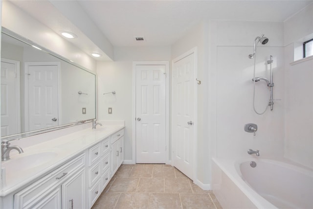 506 Windsor Glen Dr, Katy, TX 77450 - full bathroom featuring double vanity, shower / bathtub combination, and baseboards