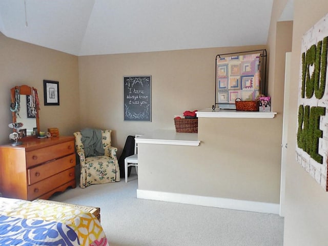 3501 Link Valley Dr Unit 1004, Houston, TX 77025 - bedroom with vaulted ceiling, carpet floors, and baseboards