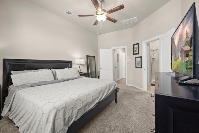 255 S Spotted Fern Dr, Montgomery, TX 77316 - bedroom with light colored carpet, baseboards, and a ceiling fan