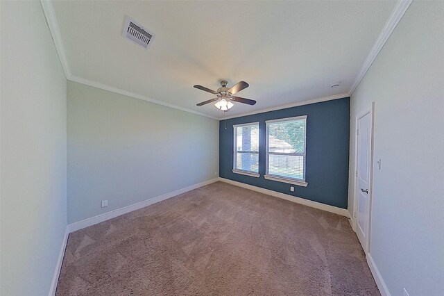 2308 Ellis Park Ln, Conroe, TX 77304 - carpeted spare room with crown molding, baseboards, and ceiling fan