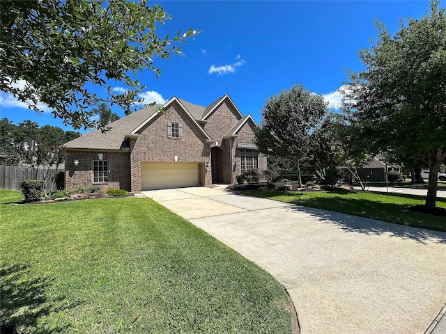 2308 Ellis Park Ln, Conroe, TX 77304 - view of front facade with brick siding, concrete driveway, a shingled roof, and an attached garage