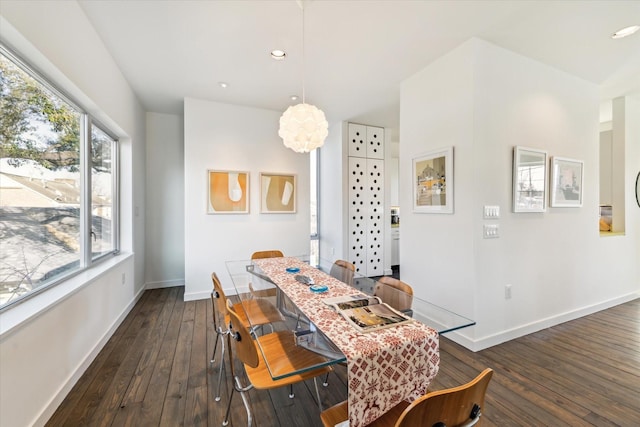 1851 Lexington St, Houston, TX 77098 - dining space featuring dark wood-style floors, baseboards, and recessed lighting