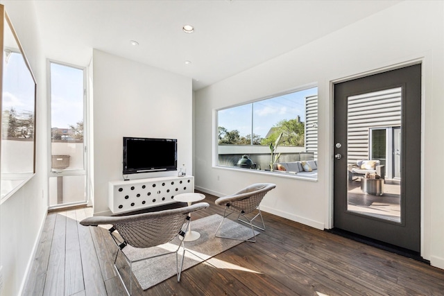 1851 Lexington St, Houston, TX 77098 - living room featuring wood-type flooring, baseboards, and recessed lighting