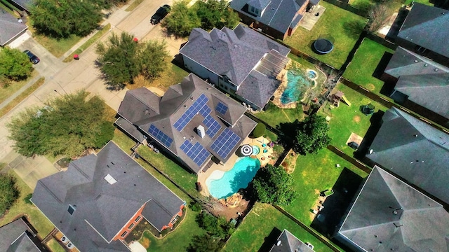 drone / aerial view of a pool area