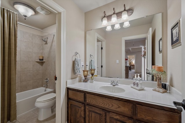 401 Bastrop Dr, Allen, TX 75013 - full bathroom with toilet, tile patterned flooring, vanity, and shower / tub combo with curtain