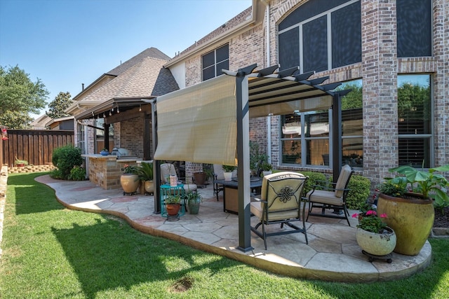 401 Bastrop Dr, Allen, TX 75013 - view of patio featuring a pergola and an outdoor kitchen