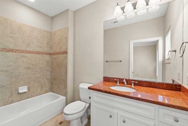 6635 Wanita Pl Unit B, Houston, TX 77007 - full bath with vanity, toilet, tile patterned flooring, and shower / tub combination