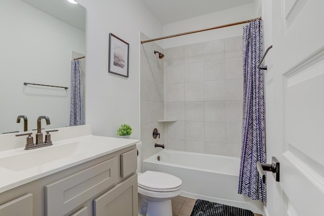 10920 Keaton Landing Dr, Houston, TX 77043 - bathroom featuring tile patterned flooring, toilet, shower / bath combination with curtain, and vanity