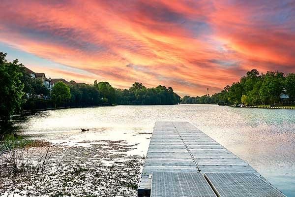 4106 Alice Dr, Sugar Land, TX 77478 - view of yard with a boat dock and a water view