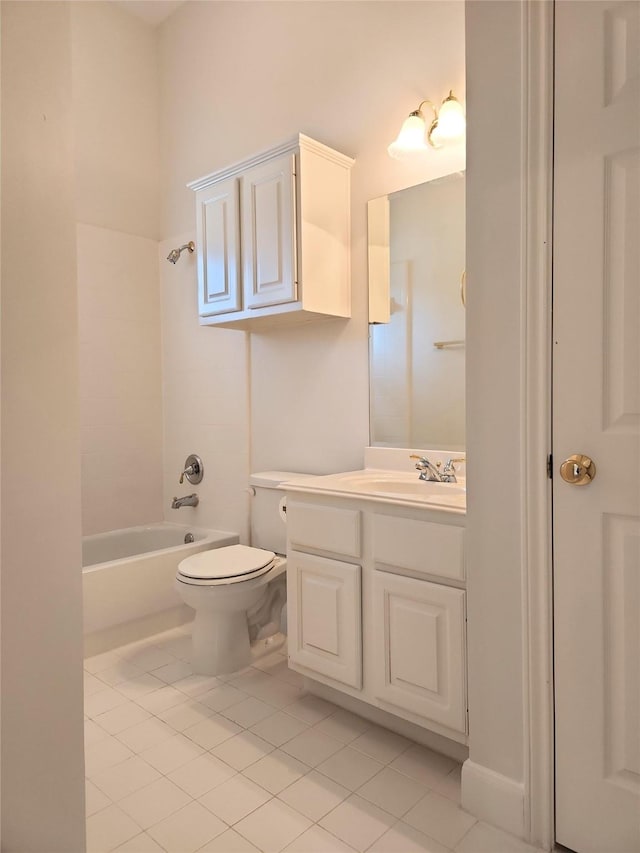 9923 Eden Valley Dr, Spring, TX 77379 - full bathroom with tile patterned floors, toilet, vanity, and bathtub / shower combination