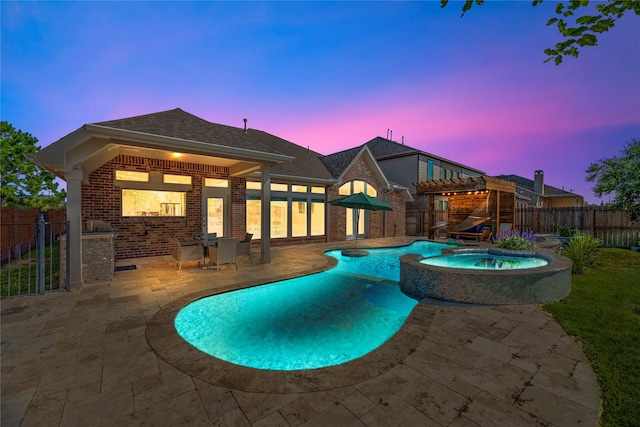 20123 Everhart Springs Ln, Cypress, TX 77433 - view of pool with a patio area, a fenced backyard, a pergola, and a pool with connected hot tub