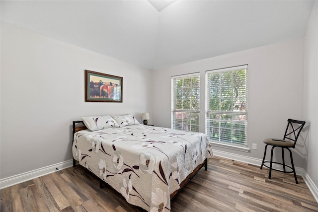 20123 Everhart Springs Ln, Cypress, TX 77433 - bedroom with baseboards, wood finished floors, and vaulted ceiling