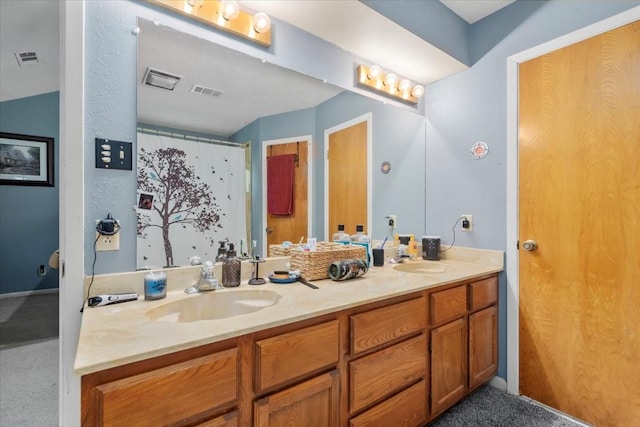 1520 Sycamore St, Navasota, TX 77868 - full bathroom featuring double vanity and curtained shower