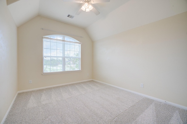 13203 Edison Trace Ln, Tomball, TX 77377 - carpeted empty room featuring lofted ceiling, a ceiling fan, and baseboards