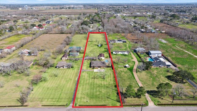 17019 Mclean Rd, Pearland, TX 77584 - aerial view of sparsely populated area with property boundaries highlighted