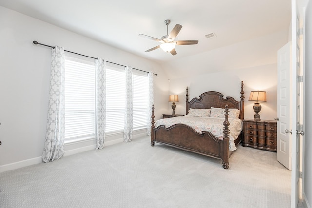 29446 Pearwood Dr, Katy, TX 77494 - bedroom featuring light carpet, ceiling fan, baseboards, and lofted ceiling