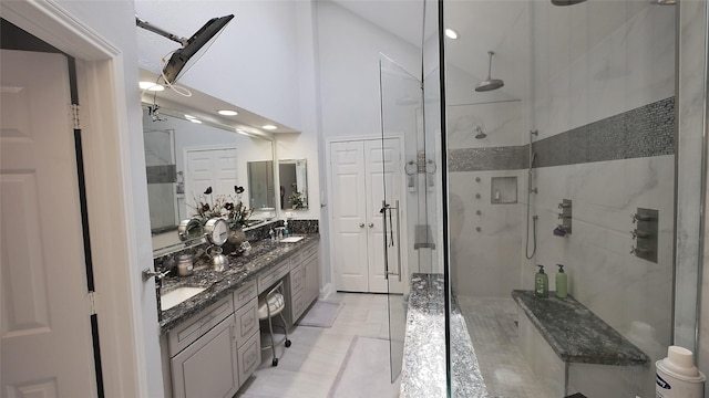 1314 Caravelle Ct, Katy, TX 77494 - full bathroom featuring a stall shower, recessed lighting, and double vanity