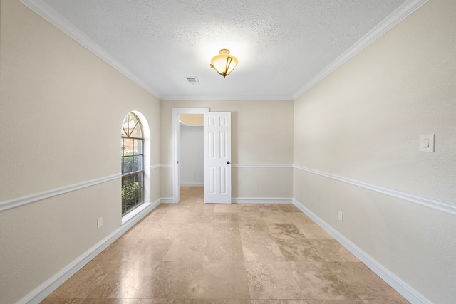11243 Rousseau Dr, Houston, TX 77065 - empty room with a textured ceiling, ornamental molding, and baseboards