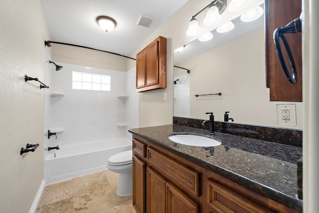 11243 Rousseau Dr, Houston, TX 77065 - full bath with vanity, toilet, shower / bathtub combination, and baseboards
