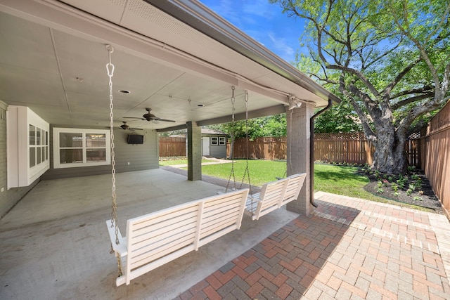 11243 Rousseau Dr, Houston, TX 77065 - view of patio / terrace with a ceiling fan