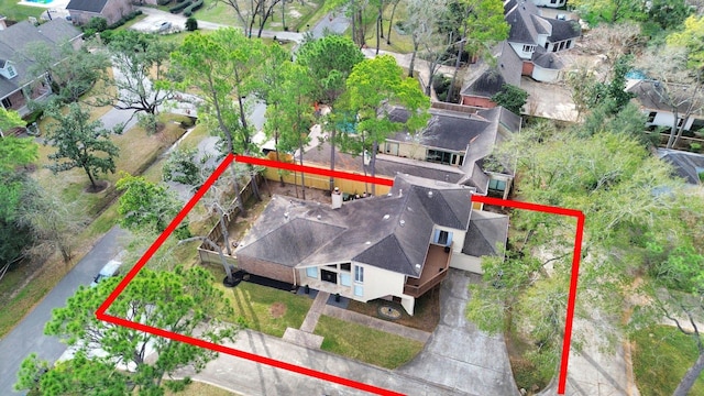 525 Rancho Bauer Dr, Houston, TX 77079 - aerial view of residential area with property boundaries highlighted