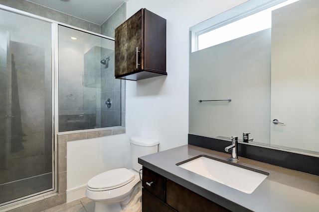 2356 Commerce, Houston, TX 77003 - full bath featuring a stall shower, toilet, vanity, and tile patterned floors