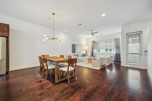 2356 Commerce, Houston, TX 77003 - dining room with wood finished floors, a chandelier, recessed lighting, and ceiling fan