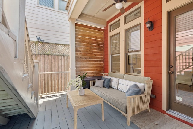 2024 Singleton St, Houston, TX 77008 - wooden terrace with ceiling fan and a porch