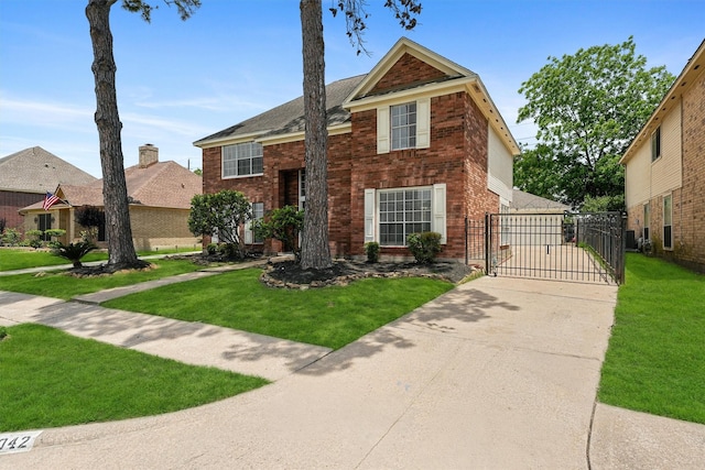 19042 Keyturn Ln, Humble, TX 77346 - traditional-style home featuring a gate, brick siding, and driveway