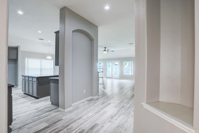 431 Cardinal Oaks, League City, TX 77565 - corridor with light wood-style flooring, baseboards, and recessed lighting