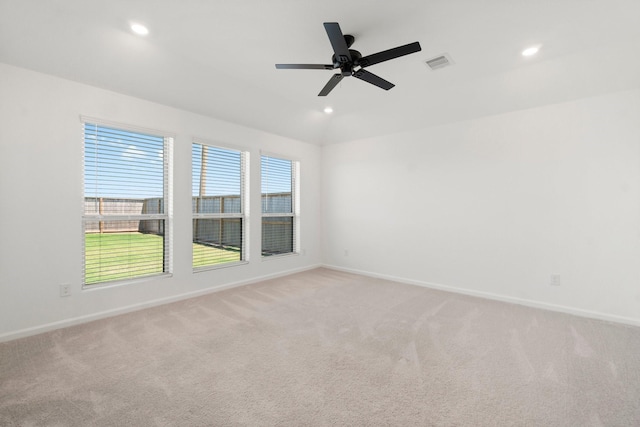 3315 Bristle Ridge Ln, Brookshire, TX 77423 - unfurnished room with light carpet, healthy amount of natural light, baseboards, a ceiling fan, and recessed lighting