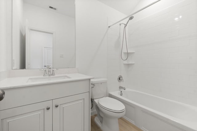 3315 Bristle Ridge Ln, Brookshire, TX 77423 - bathroom with vanity, toilet, bathtub / shower combination, and wood finished floors