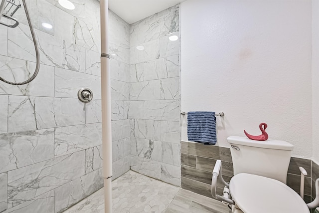16358 Havenpark Dr, Houston, TX 77059 - full bath featuring a walk in shower, toilet, and tile walls