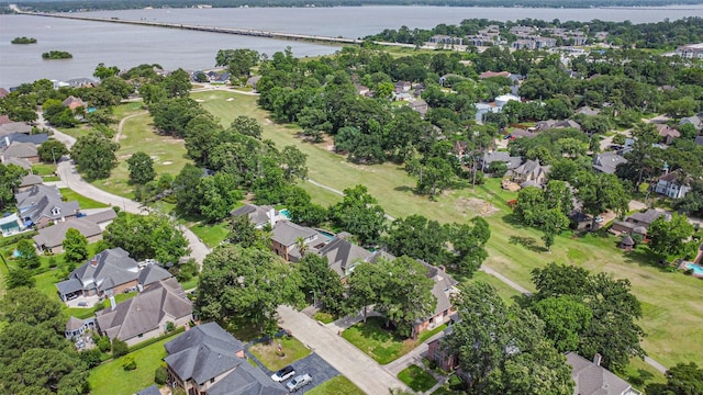8410 Atascocita Lake Way, Humble, TX 77346 - aerial view of property and surrounding area with nearby suburban area, a large body of water, and a golf course