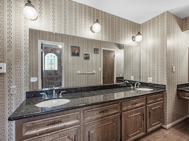 11821 15th St, Santa Fe, TX 77510 - bathroom with wood finished floors and double vanity