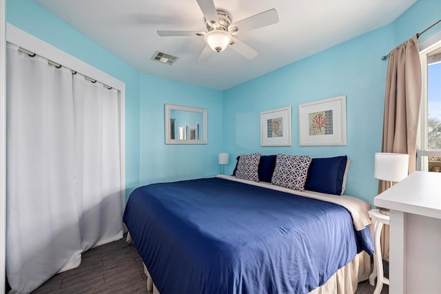9520 Seawall Blvd Unit 152, Galveston, TX 77554 - bedroom featuring wood finished floors and ceiling fan
