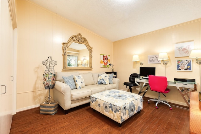 38 Adler Cir, Galveston, TX 77551 - living area featuring wood finished floors, an office area, baseboards, and a decorative wall