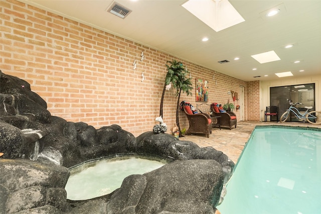 38 Adler Cir, Galveston, TX 77551 - view of swimming pool featuring a skylight