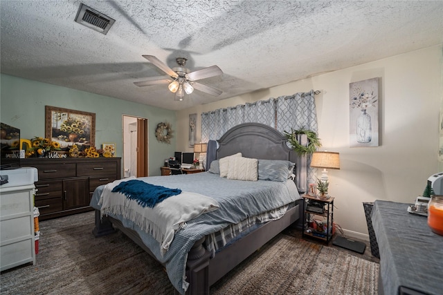 4931 Glendower Dr, Spring, TX 77373 - bedroom with a ceiling fan, a textured ceiling, and baseboards